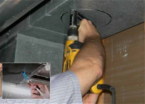 Professional air duct cleaning preparing the trunk lines and plenums